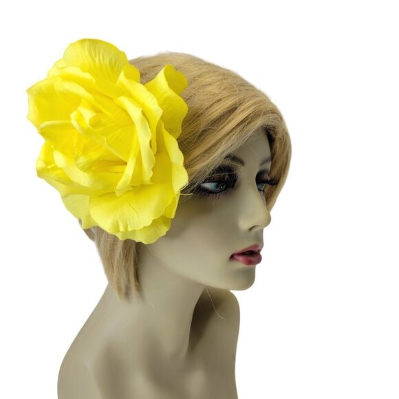 Yellow Flower Fascinator Brooch Corsage Rose Brooch Pin - Picture 1 of 11